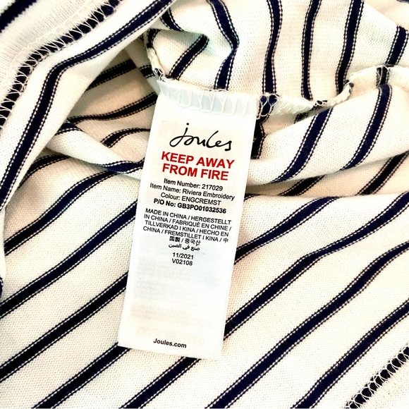 Joules Riviera Embroidered Beaded Bees Short Sleeve Dress Size 2 - Picture 7 of 11